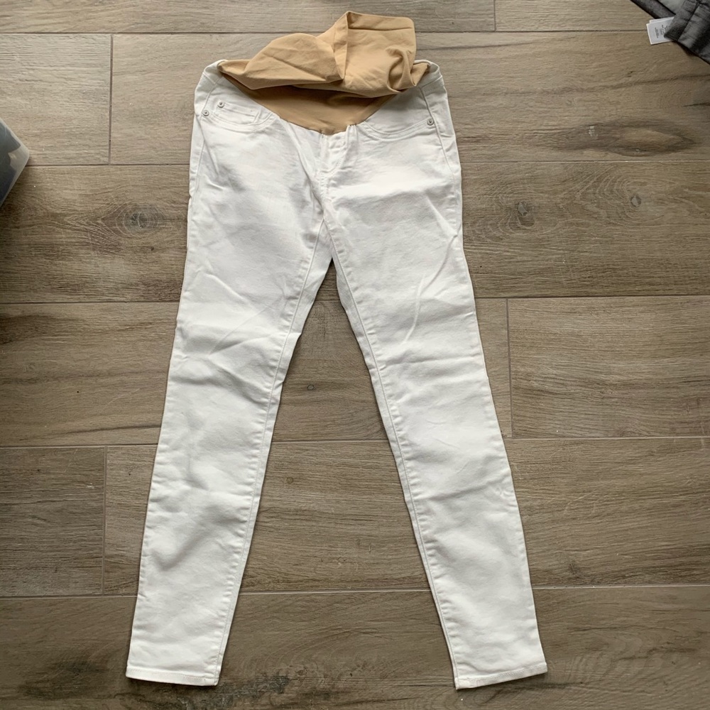 White maternity jeans